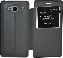 Classy Matte Finish Artificial Leather,Plastic Flip Cover For Mi Redmi 2 PrimeJet Black-thumb1