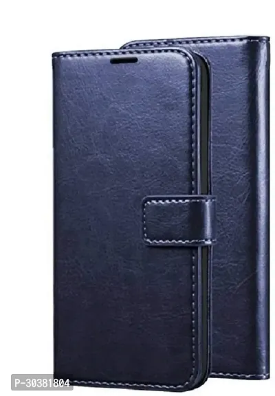 Coverblack Dual Protection Artificial Leather,Rubber Flip Cover For Apple Iphone 8Navy Blue-thumb2