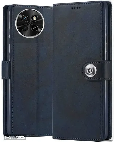 Classy Magnetic Case Artificial Leather,Rubber Flip Cover For Itel S23Blue-thumb0