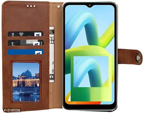 Classy Magnetic Case Artificial Leather,Rubber Flip Cover For Oppo A17KExecutive Brown-thumb3