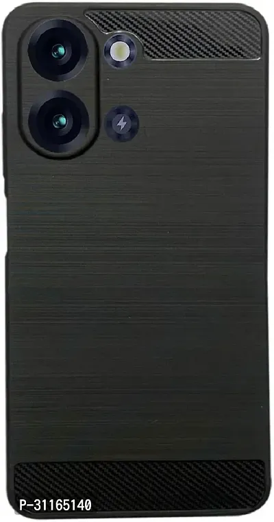 Classy Dual Protection Rubber Back Cover For Itel P40+Black-thumb2