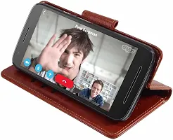 Classy Magnetic Case Artificial Leather,Rubber Flip Cover For Motorola Moto G5 PlusExecutive Brown-thumb2