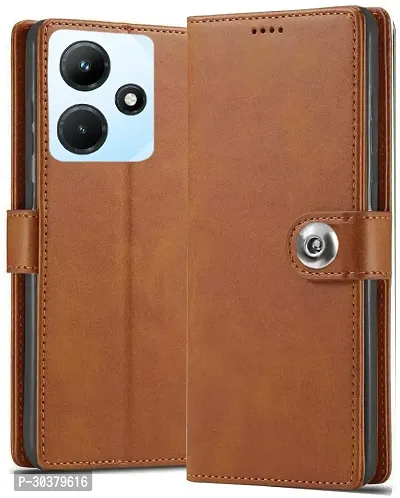 Coverblack Dual Protection Artificial Leather,Silicon Flip Cover For Infinix X669C , Hot_30IVintage Brown