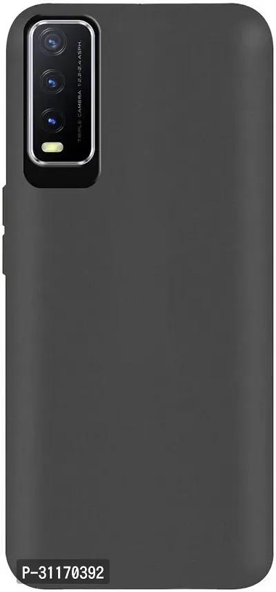 Classy Flexible Rubber Back Cover For Vivo Y20GBlack-thumb2