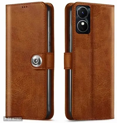 Classy Magnetic Case Artificial Leather,Silicon Flip Cover For Oppo A17Executive Brown-thumb0