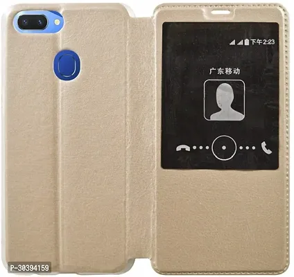 Coverblack Grip Case Artificial Leather,Plastic Flip Cover For Oppo Cph1809 , Oppo_A5Golden-thumb0