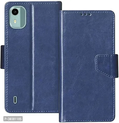 Coverblack Magnetic Case Artificial Leather,Silicon Flip Cover For Nokia Ta1562 , Nokia C12ProCobalt Blue