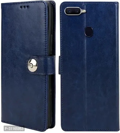 Classy Shock Proof Artificial Leather Flip Cover For Realme U1Blue-thumb0