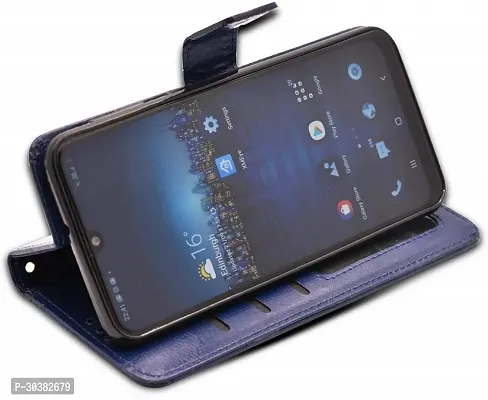 Coverblack Dual Protection Artificial Leather,Rubber Flip Cover For Samsung Galaxy Note10 LiteBlue-thumb3