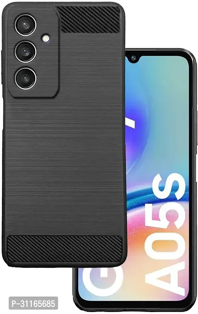 Classy Shock Proof Rubber Back Cover For Samsung Galaxy A05SBlack-thumb0