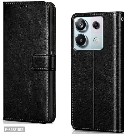 Coverblack Magnetic Case Artificial Leather,Rubber Flip Cover For Poco X6 5GGravity Black-thumb0