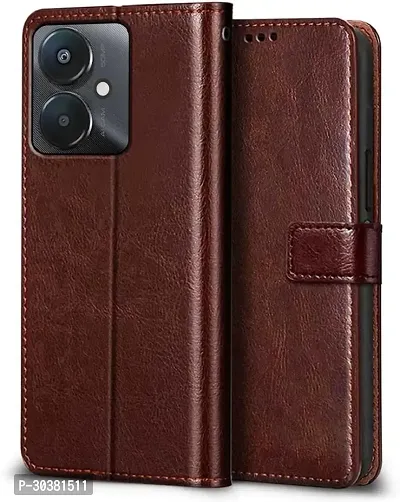 Coverblack Magnetic Case Artificial Leather,Silicon Flip Cover For Mi Redmi 13C 5G , Poco M6 5GVintage Brown-thumb0