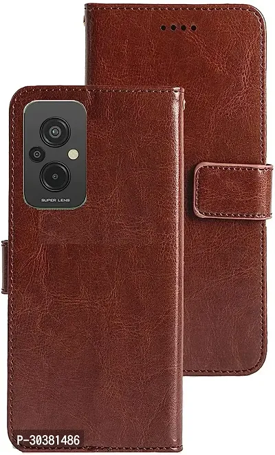 Coverblack Grip Case Artificial Leather,Rubber Flip Cover For Poco M5Executive Brown-thumb2