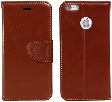 Classy Dual Protection Artificial Leather,Rubber Flip Cover For Apple Iphone 8Sienna Brown-thumb1