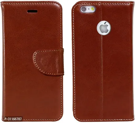 Classy Dual Protection Artificial Leather,Rubber Flip Cover For Apple Iphone 8Sienna Brown-thumb2