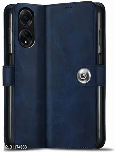 Classy Magnetic Case Artificial Leather,Rubber Flip Cover For Oppo F23 5GBlue-thumb0