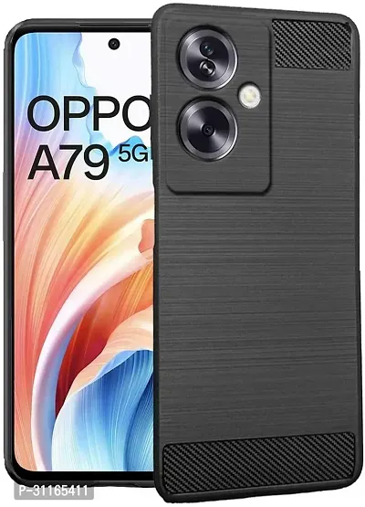 Classy Matte Finish Rubber Back Cover For Oppo A79 5GBlack-thumb0