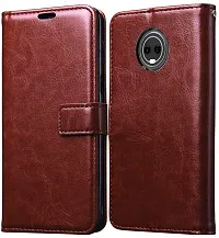 Coverblack Grip Case Artificial Leather,Plastic Flip Cover For Motorola Moto E5 PlusExecutive Brown-thumb1