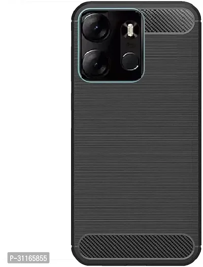 Classy Waterproof Rubber Back Cover For Tecno Pop 7ProBlack-thumb0