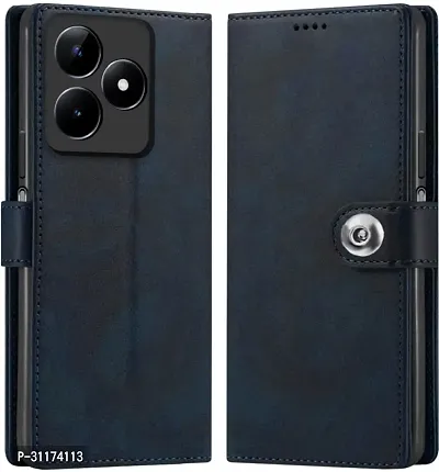 Classy Magnetic Case Artificial Leather,Silicon Flip Cover For Realme N53Rmx3761Navy Blue-thumb0