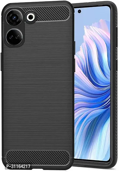 Coverblack Dual Protection Rubber Back Cover For Tecno Camon20 PredawnBlack-thumb2