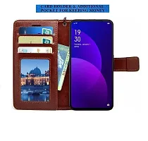 Coverblack Leather Finish Imported Tpu Wallet Stand Magnetic Closure Flip Cover For Realme 12 Pro 5G Tan Brown-thumb3