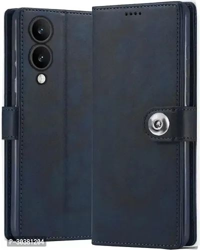 Coverblack Grip Case Artificial Leather,Rubber Flip Cover For Vivo Y28 5GBlue