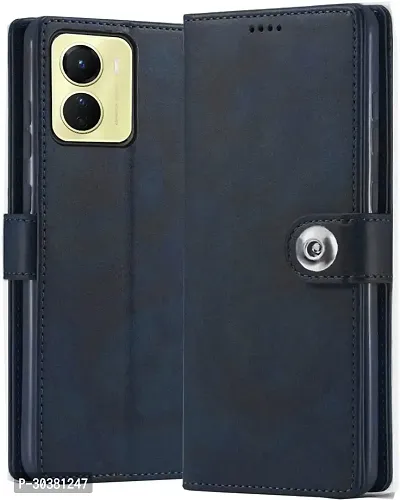 Coverblack Magnetic Case Artificial Leather,Silicon Flip Cover For Vivo V2253 , T2X 5GNavy Blue