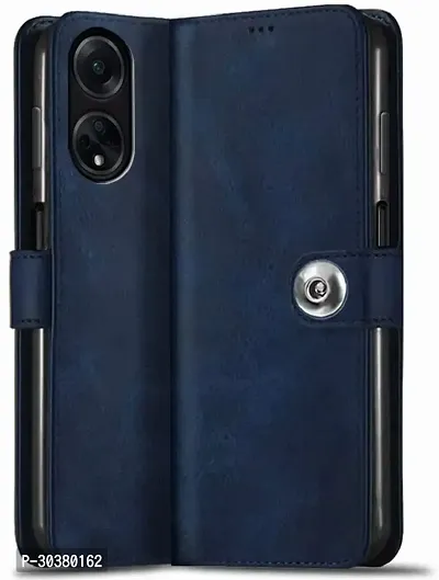 Coverblack Hybrid Tpu Artificial Leather,Silicon Flip Cover For Oppo Cph2527 , Oppo_F23 5GBlue