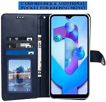 Coverblack Grip Case Artificial Leather,Rubber Flip Cover For Vivo Y28 5GBlue-thumb3