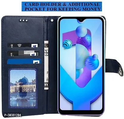 Coverblack Grip Case Artificial Leather,Rubber Flip Cover For Vivo Y28 5GBlue-thumb4