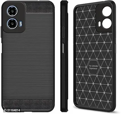 Classy Dual Protection Rubber Back Cover For Motorola G34 5GBlack-thumb0