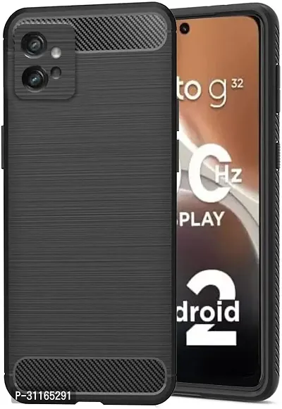 Classy Dual Protection Rubber Back Cover For Motorola G32Black-thumb2