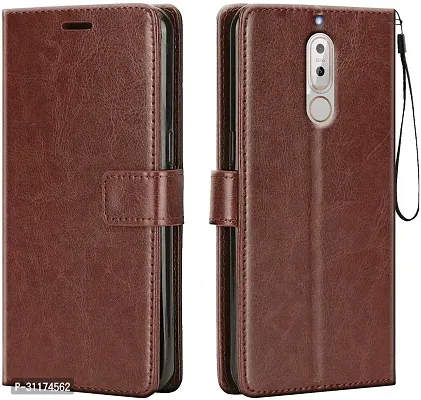 Classy Magnetic Case Artificial Leather,Rubber Flip Cover For Honor 9ICherry Brown-thumb2