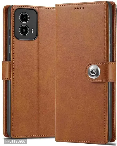 Classy Hybrid Tpu Artificial Leather,Silicon Flip Cover For Motorola Moto G24 PowerVintage Brown-thumb0