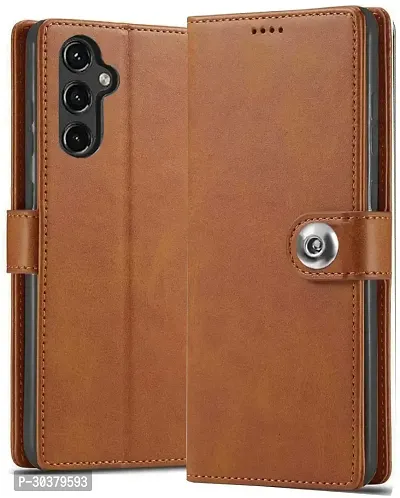 Coverblack Dual Protection Artificial Leather,Rubber Flip Cover For Samsung Galaxy M34 5GExecutive Brown