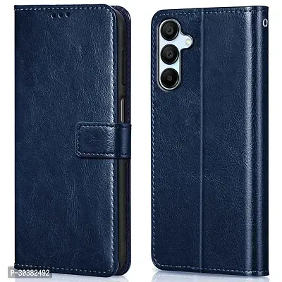 Coverblack Vintage Magnatic Closer Matte Leather Flip Cover For Samsung M15 5GSmm156BNavy Blue-thumb2