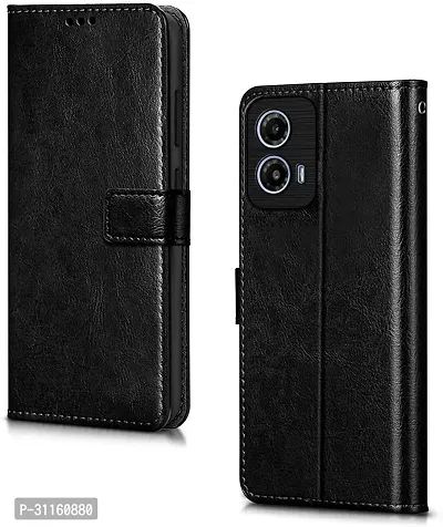 Coverblack Hybrid Tpu Artificial Leather,Silicon Flip Cover For Motorola Moto G34 5GVintage Starry Black-thumb0