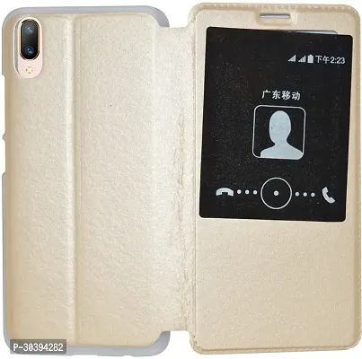 Coverblack Dual Protection Artificial Leather,Plastic Flip Cover For Vivo 1804 , Vivo V11ProGolden