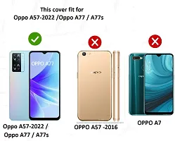 Coverblack Dual Protection Artificial Leather,Silicon Flip Cover For Oppo Cph2385 , Oppo A77Navy Blue-thumb3