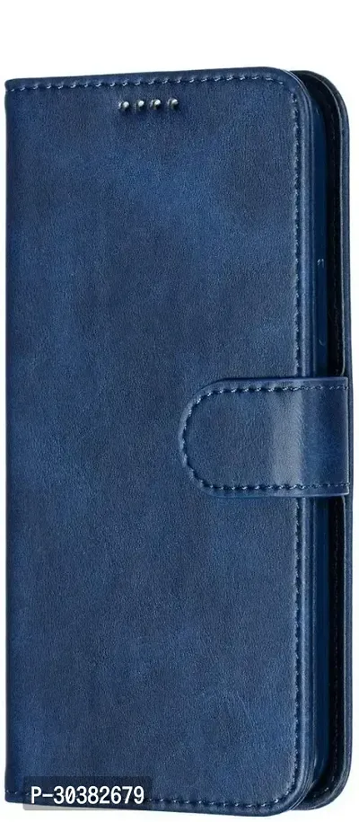 Coverblack Dual Protection Artificial Leather,Rubber Flip Cover For Samsung Galaxy Note10 LiteBlue-thumb0