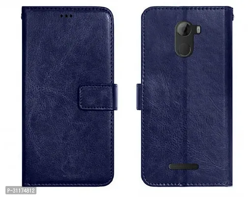 Classy Dual Protection Artificial Leather,Rubber Flip Cover For Gionee A1 LiteNavy Blue-thumb2