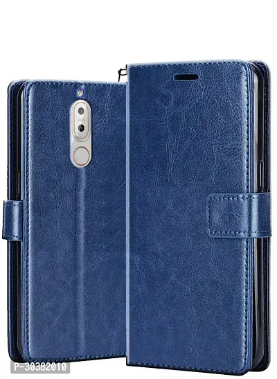 Coverblack Magnetic Case Artificial Leather,Rubber Flip Cover For Huawei Mate 10 Lite, Honor 9IAttractive Blue-thumb2