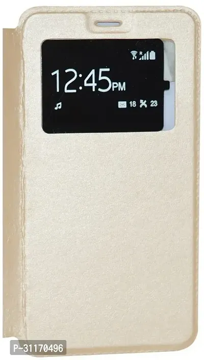 Classy Grip Case Artificial Leather,Plastic Flip Cover For Mi 5CGolden-thumb2