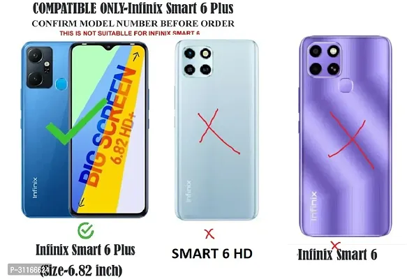 Classy Dual Protection Artificial Leather,Silicon Flip Cover For Infinix X6823C , Smart 6PlusNavy Blue-thumb4