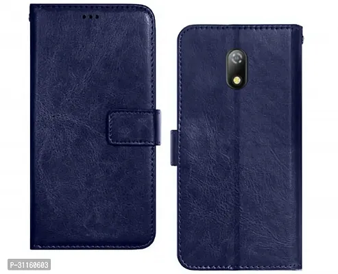 Coverblack Matte Finish Artificial Leather,Silicon Flip Cover For Itel _A23Aegean Blue-thumb2