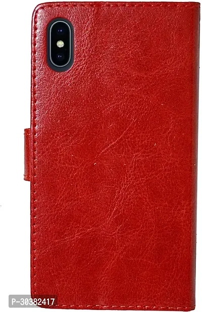 Coverblack Grip Case Artificial Leather,Rubber Flip Cover For Apple Iphone XCrimson Red