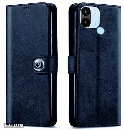 Classy Dual Protection Artificial Leather,Silicon Flip Cover For Mi Redmi A1 Plus Mzb0CibinNavy Blue-thumb2