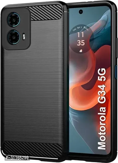 Classy Hybrid Tpu Silicon Back Cover For Motorola Moto G34 5GGravity Black-thumb0