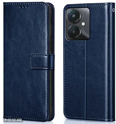 Coverblack Magnetic Case Artificial Leather,Silicon Flip Cover For Mi Redmi 13C 5GBlue-thumb0